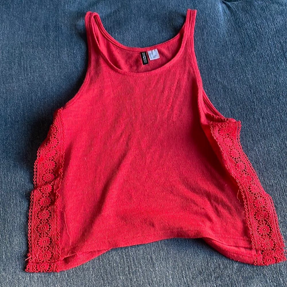 Crochet / lace red tank